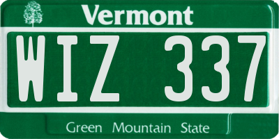 VT license plate WIZ337