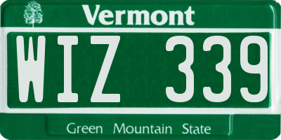 VT license plate WIZ339