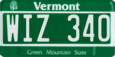 VT license plate WIZ340
