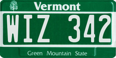 VT license plate WIZ342