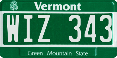 VT license plate WIZ343