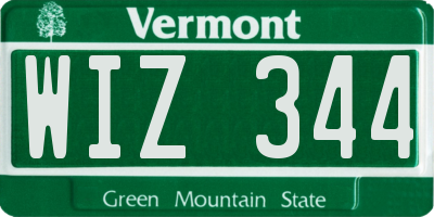 VT license plate WIZ344