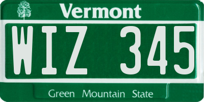 VT license plate WIZ345