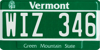 VT license plate WIZ346