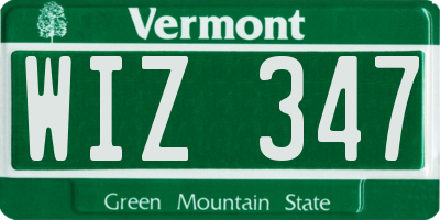 VT license plate WIZ347