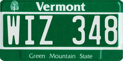 VT license plate WIZ348