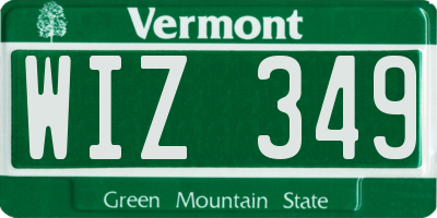 VT license plate WIZ349