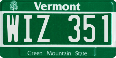 VT license plate WIZ351