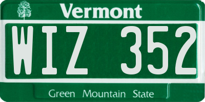 VT license plate WIZ352