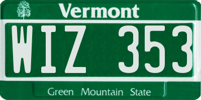 VT license plate WIZ353