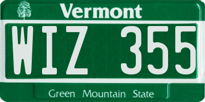VT license plate WIZ355