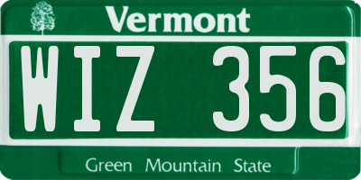 VT license plate WIZ356