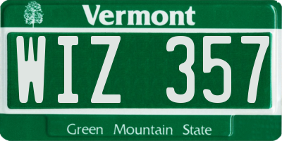 VT license plate WIZ357