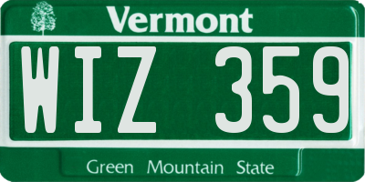 VT license plate WIZ359