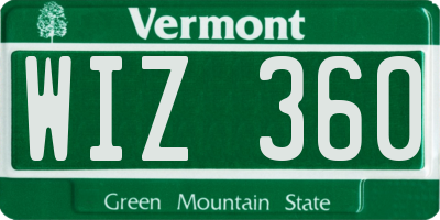VT license plate WIZ360