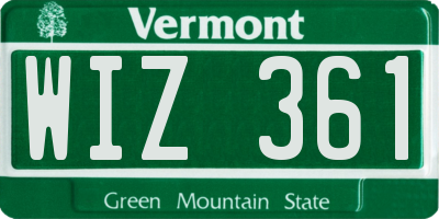 VT license plate WIZ361
