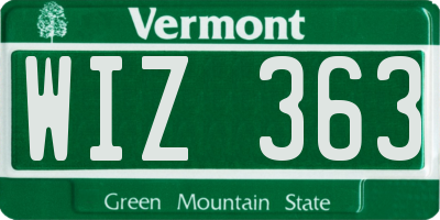 VT license plate WIZ363