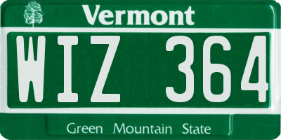 VT license plate WIZ364