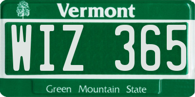 VT license plate WIZ365