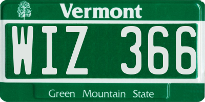 VT license plate WIZ366