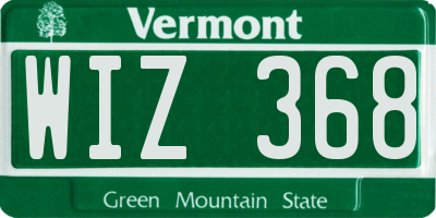 VT license plate WIZ368