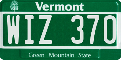 VT license plate WIZ370
