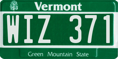 VT license plate WIZ371