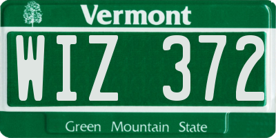 VT license plate WIZ372