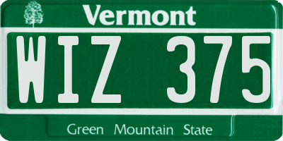 VT license plate WIZ375