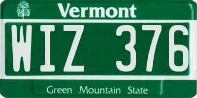 VT license plate WIZ376