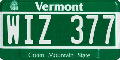 VT license plate WIZ377