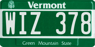 VT license plate WIZ378