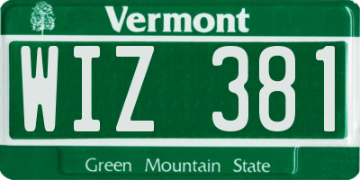 VT license plate WIZ381