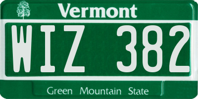 VT license plate WIZ382