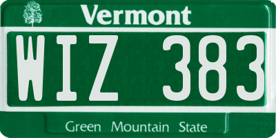 VT license plate WIZ383