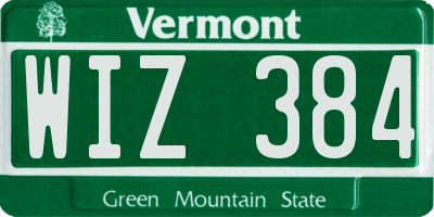 VT license plate WIZ384