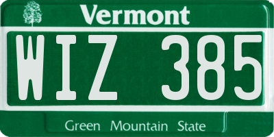 VT license plate WIZ385