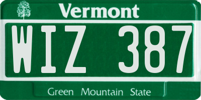 VT license plate WIZ387