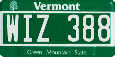 VT license plate WIZ388