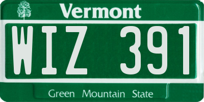 VT license plate WIZ391