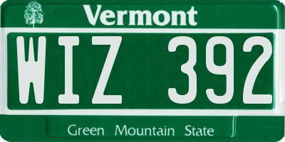 VT license plate WIZ392