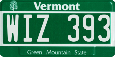 VT license plate WIZ393