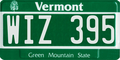 VT license plate WIZ395