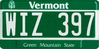 VT license plate WIZ397