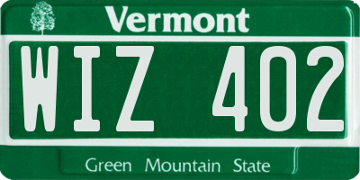 VT license plate WIZ402