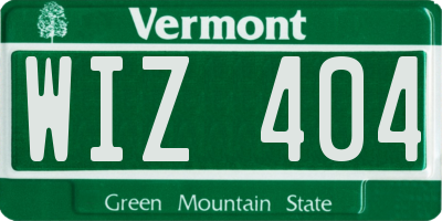 VT license plate WIZ404