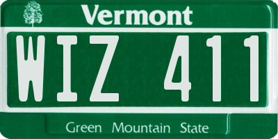 VT license plate WIZ411