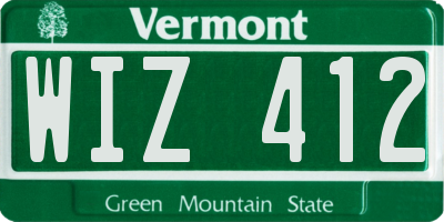 VT license plate WIZ412