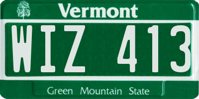 VT license plate WIZ413