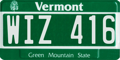 VT license plate WIZ416